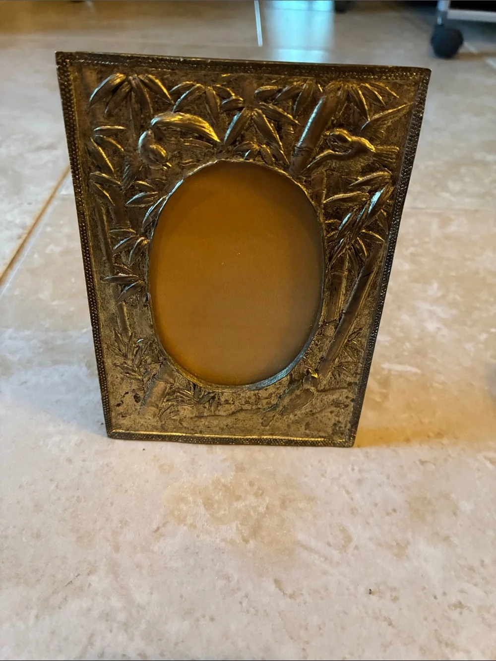 Ornate Bamboo Relief Photo Frame in Metallic Bronze